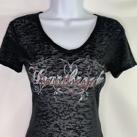 NWT Unbroken Apparel Sheer V Neck Shirt "Heartbreaker" Womens Top Size Medium - Picture 2 of 8